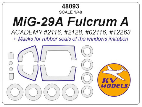 KV Models 48093 1/48 MiG-29A Fulcrum A (ACADEMY #2116, #2128, #02116, #12263) + wheels masks (For ACADEMY)