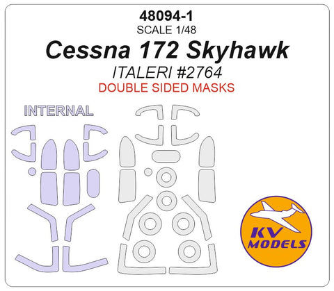 KV Models 48094-1 1/48 Cessna 172 Skyhawk (ITALERI #2764) - Double sided + wheels masks (For ITALERI)
