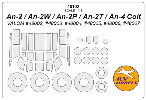 KV Models 48102 1/48 An-2 / An-2V / An-2P / An-2T / An-4 Colt (VALOM #48002, #48003, #48004, #48005, #48006, #48007) + wheels masks (For VALOM)
