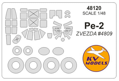 KV Models 48120 1/48 Pe-2 (ZVEZDA #4809) + wheels masks (For ZVEZDA)