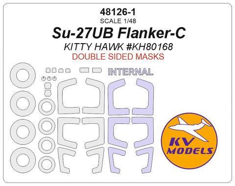 KV Models 48126-1 1/48 Su-27UB Flanker-C (KITTY HAWK #KH80168) - (double sided) + wheels masks (For Kitty Hawk)