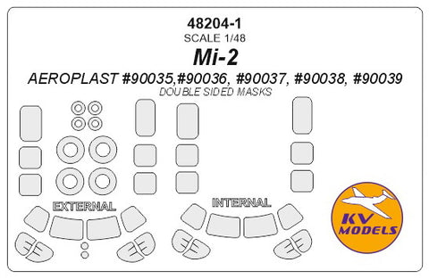 KV Models 48204-1 1/48 Mi-2 (AEROPLAST #90035,#90036, #90037, #90038, #90039) - (Double sided) + wheels masks (For AEROPLAST)