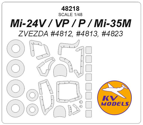 KV Models 48218 1/48 Mi-24V / VP / P (ZVEZDA #4823) + wheels masks (For ZVEZDA)
