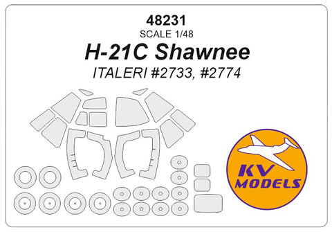 KV Models 48231 1/48 H-21C Shawnee (ITALERI #2733, #2774) + wheels masks (For ITALERI)