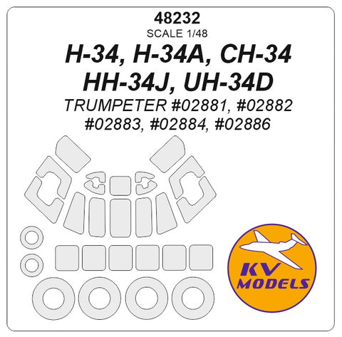 KV Models 48232 1/48 H-34, H-34A, CH-34, HH-34J, UH-34D (Trumpeter #02881, #02882, #02883, #02884, #02886) + wheels masks (For Trumpeter)