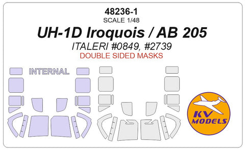 KV Models 48236-1 1/48 UH-1D Iroquois / AB 205 (ITALERI #0849, #2739) - (Double sided) (For ITALERI)