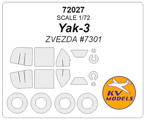 KV Models 72027 1/72 Yak-3 (ZVEZDA #7301) + wheels masks (For ZVEZDA)