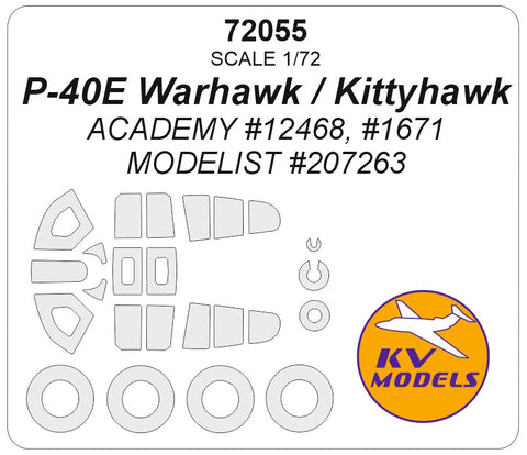 KV Models 72055 1/72 P-40E KITTYHAWK (ACADEMY #12468, #1671 / MODELIST #207263) + wheels masks (For ACADEMY / MODELIST)