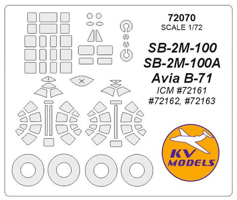 KV Models 72070 1/72 SB-2М-100 / SB-2М-100А / Avia B-71 (ICM #72161, #72162, #72163) + wheels masks (For ICM)