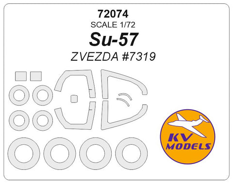 KV Models 72074 1/72 Su-57 (ZVEZDA #7319) + wheels masks (For ZVEZDA)