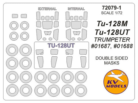 KV Models 72079-1 1/72 Tu-128M / Tu-128UT (Trumpeter #01687, #01688) - (Double sided) + wheels masks (For Trumpeter)
