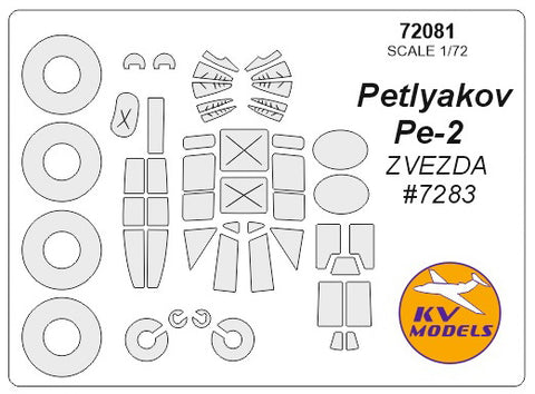 KV Models 72081 1/72 Petlyakov Pe-2 (ZVEZDA #7283) + wheels masks (For ZVEZDA)