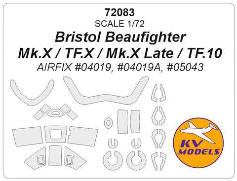 KV Models 72083 1/72 Bristol Beaufighter Mk.X / TF.X / Mk.X Late / TF.10 (AIRFIX #04019, #04019A, #05043) + wheels masks (For AIRFIX)