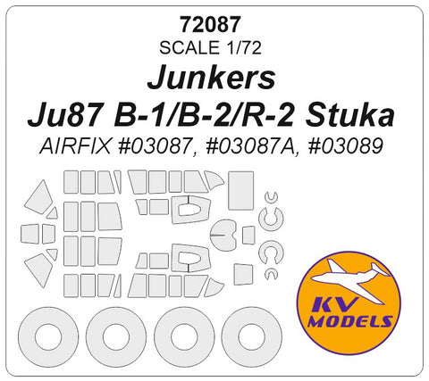 KV Models 72087 1/72 Junkers Ju87 B-1/B-2/R-2 Stuka (AIRFIX #03087, #03087A, #03089) + wheels masks (For AIRFIX)