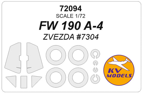 KV Models 72094 1/72 FW 190A4 (ZVEZDA #7304) + wheels masks (For ZVEZDA)