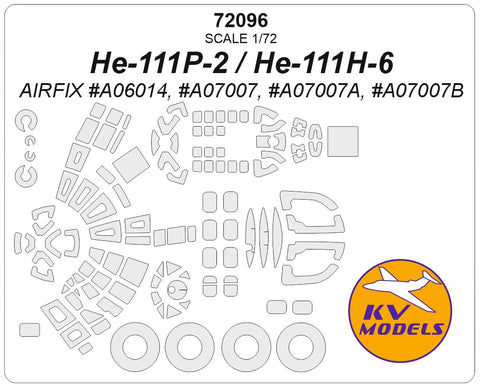 KV Models 72096 1/72 Heinkel He-111P2/H-6 (AIRFIX #A07007, #A06014) + wheels masks (For AIRFIX)