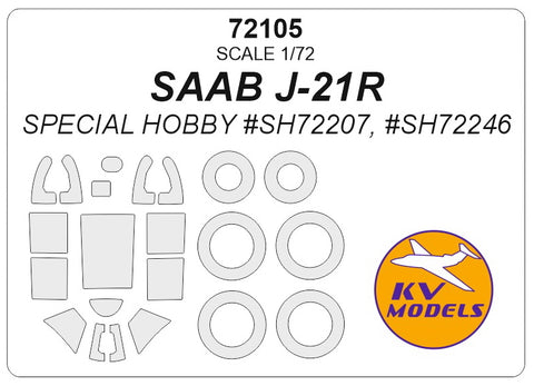 KV Models 72105 1/72 SAAB J-21R (Special Hobby #SH72207, #SH72246) + wheels masks (For Special Hobby)