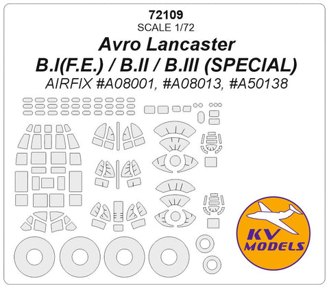 KV Models 72109 1/72 Avro Lancaster B.I(F.E.) / B.II / B.III (SPECIAL) - (AIRFIX #A08001, #A08013, #A50138) + wheels masks (For AIRFIX)