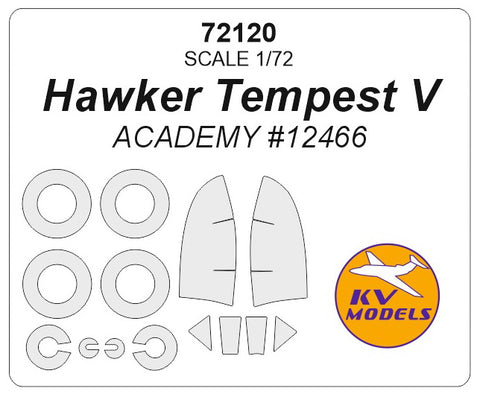 KV Models 72120 1/72 Hawker Tempest V + wheels masks (For ACADEMY)