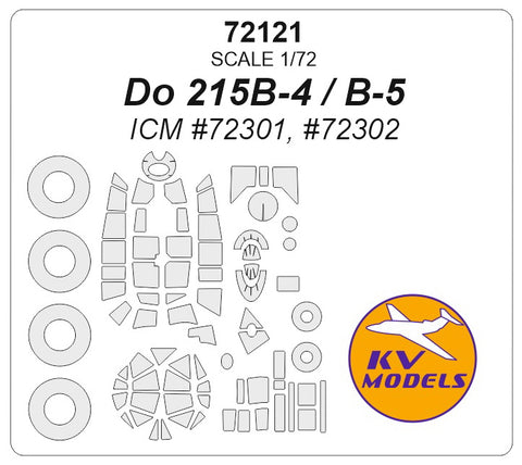 KV Models 72121 1/72 Do 215B-4 / Do 215B-5 (ICM #72301, #72302) + wheels masks (For ICM)