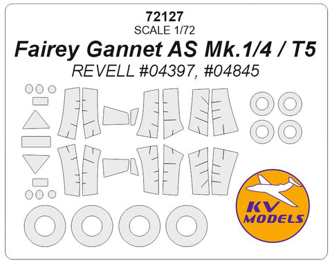 KV Models 72127 1/72 Fairey Gannet AS Mk.1/4 / T5 (REVELL #04397, #04845) + wheels masks (For Revell )