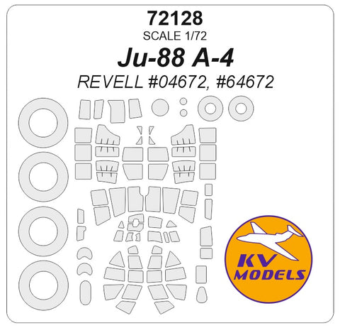 KV Models 72128 1/72 Ju-88 A-4 (REVELL #04672) + wheels masks (For Revell )