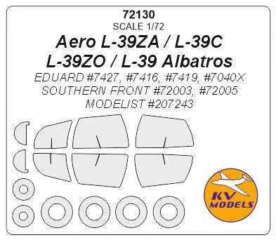 KV Models 72130 1/72 Aero L-39ZA / L-39C / L-39ZO / L-39 Albatros (EDUARD #7427, #7416, #7419, #7040X / SOUTHERN FRONT #72003, #72005 / MODELIST #207243) + wheels masks (For EDUARD / South Front / Modelist)