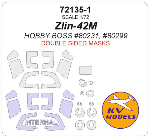 KV Models 72135-1 1/72 Zlin-42M (HOBBY BOSS #80231) - (Double-sided) + wheels masks (For HOBBY BOSS )