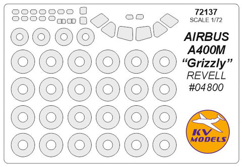 KV Models 72137 1/72 AIRBUS A400M “Grizzly” (REVELL #03929, #04800) + wheels masks (For Revell )