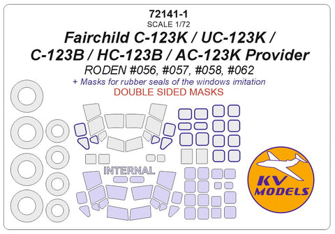 KV Models 72141-1 1/72 Fairchild C-123K / UC-123K / C-123B / HC-123B / AC-123K Provider (RODEN #056, #057, #058, #062) - (double sided) + wheels masks (For Roden)