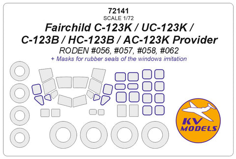 KV Models 72141 1/72 Fairchild C-123K / UC-123K / C-123B / HC-123B / AC-123K Provider (RODEN #056, #057, #058, #062) + wheels masks (For Roden)