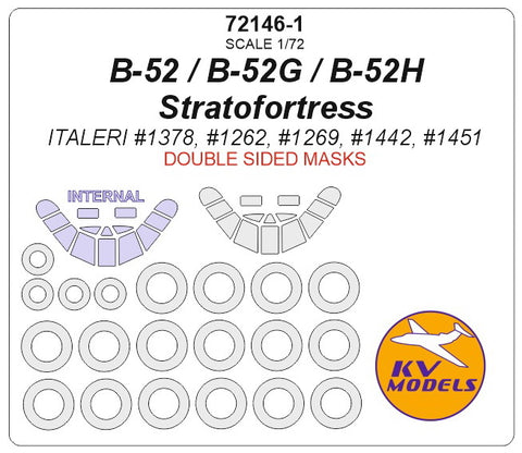 KV Models 72146-1 1/72 B-52 / B-52G / B-52H Stratofortress (ITALERI #1378, #1262, #1269, #1442, #1451) - (Double sided) + wheels masks (For ITALERI)