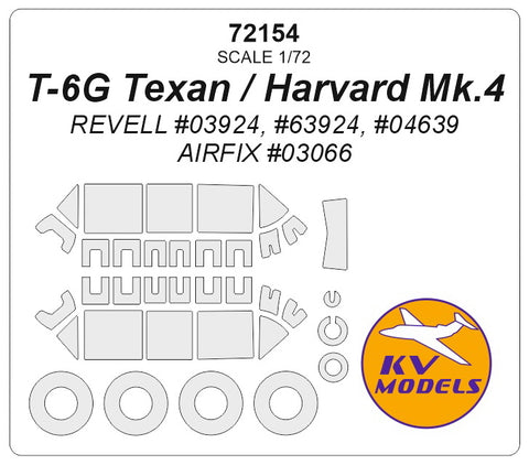 KV Models 72154 1/72 T-6G Texan / Harvard Mk.4 (REVELL #03924, #63924, #04639 / Airfix #03066) + wheels masks (For REVELL / AIRFIX)