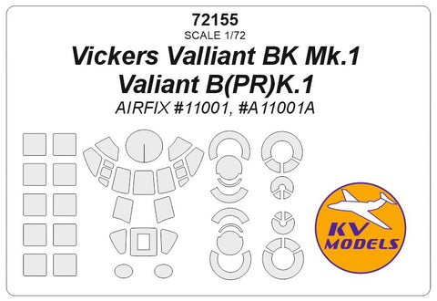 KV Models 72155 1/72 Vickers Valliant BK Mk.1 / Valiant B(PR)K.1 (AIRFIX #11001, #A11001A) + wheels masks (For AIRFIX)