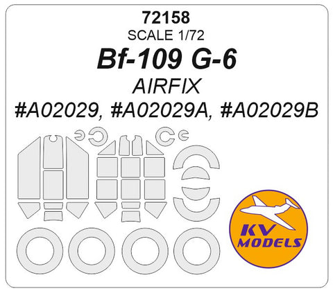 KV Models 72158 1/72 Bf-109 G-6 (AIRFIX #A02029, #A02029A, #A02029B) + wheels masks (For AIRFIX)