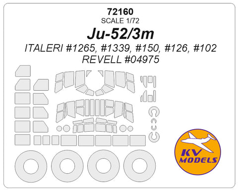KV Models 72160 1/72 Ju-52/3m (ITALERI #1265, #1339, #150, #126, #102 / REVELL #04975) + wheels masks (For ITALERI / Revell)