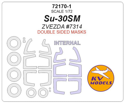 KV Models 72170-1 1/72 Su-30SM (ZVEZDA #7314) - Double sided + wheels masks (For ZVEZDA)