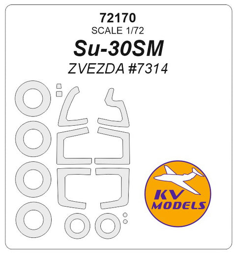 KV Models 72170 1/72 Su-30SM (ZVEZDA #7314) + wheels masks (For ZVEZDA)