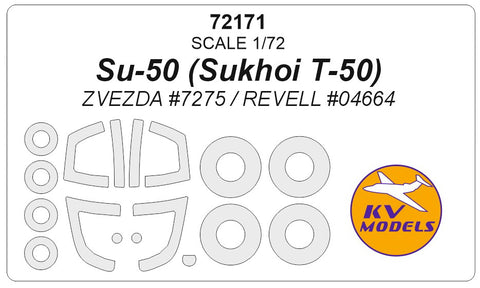 KV Models 72171 1/72 Su-50 (Sukhoi Т-50) - (ZVEZDA #7275 / REVELL #04664) + wheels masks (For ZVEZDA / REVELL)