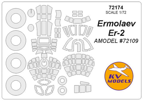 KV Models 72174 1/72 Ermolaev Er-2 (AMODEL #72109) + wheels masks (For AMODEL)