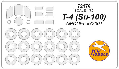KV Models 72176 1/72 Sukhoi T-4 (Su-100) - (AMODEL #72001) + wheels masks (For AMODEL)