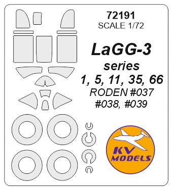 KV Models 72191 1/72 LaGG-3 series 1, 5, 11, 35, 66 (RODEN #037, #038, #039) + wheels masks (For RODEN)