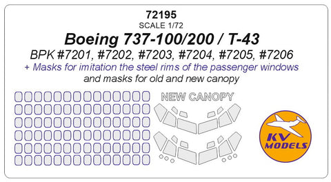 KV Models 72195 1/72 Boeing 737-100 / Boeing 737-200 / Boeing 737-800 / Boeing T-43 (BPK #7201, #7202, #7203, #7204, #7205, #7206) - (For Old and New canopy!) (For BPK)