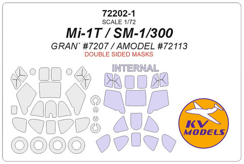 KV Models 72202-1 1/72 Mi-1T (Gran` #7207) / SM-1/300 (AMODEL #72113) - (Double sided) + wheels masks (For Gran` / AMODEL)