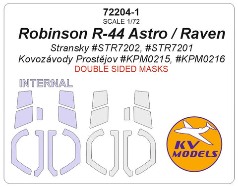 KV Models 72204-1 1/72 Robinson R-44 Astro / Raven (Stransky #STR7202, #STR7201 / Kovozávody Prostějov #KPM0215, #KPM0216) - Double sided + wheels masks (For Stransky / KP)