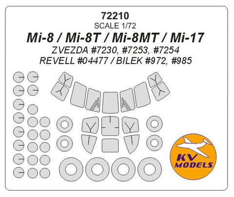 KV Models 72210 1/72 Mi-8 / Mi-8T / Mi-8MT / Mi-17 (ZVEZDA #7230, #7253, #7254 / REVELL #04477 / BILEK #972, #985) + wheels masks (For ZVEZDA / Revell / BILEK)