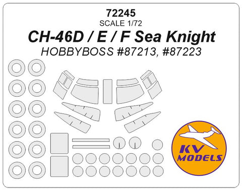 KV Models 72245 1/72 CH-46D / E / F Sea Knight (HOBBYBOSS #87213, #87223) + wheels masks (For HOBBY BOSS )