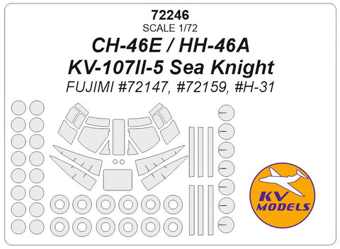 KV Models 72246 1/72 CH-46E / HH-46A / KV-107II-5 Sea Knight (FUJIMI #72147, #72159, #H-31) + wheels masks (For FUJIMI)