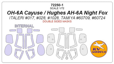 KV Models 72250-1 1/72 OH-6A Cayuse / Hughes AH-6A Night Fox (ITALERI #017, #028, #1028, TAMIYA #60709, #60724) - (Double sided) (For ITALERI / TAMIYA)