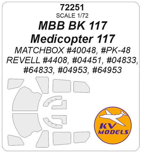 KV Models 72251 1/72 MBB BK 117 / Medicopter 117 (Matchbox #40048, #PK-48 / REVELL #4408, #04451, #04833, #64833, #04953, #64953) (For Matchbox / REVELL)